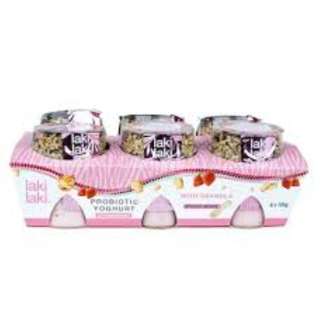 LAKI LAKI 6PACK 105G PROB YOGHURT STRAWBERRY W GRANOLA